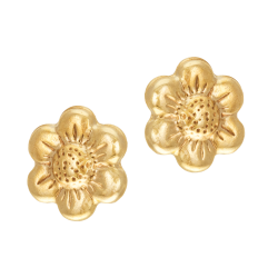 Boucles d'oreilles en or jaune, fleur