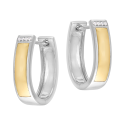 Boucles d'oreilles en or jaune et argent rhodié, oxydes de zirconium