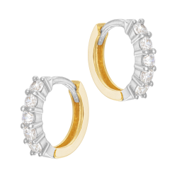 Créoles en or jaune et argent rhodié, oxydes de zirconium
