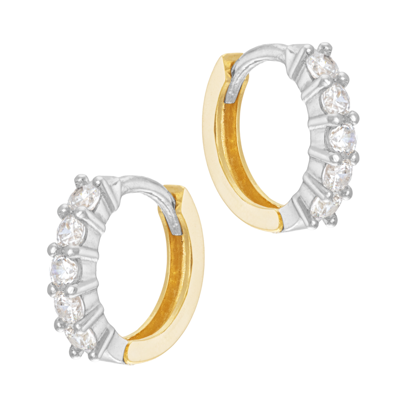 Créoles en or jaune et argent rhodié, oxydes de zirconium