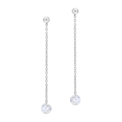 Boucles d'oreilles en platine et oxydes de zirconium, pendantes