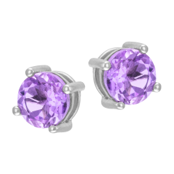 Boucles d'oreilles en platine et améthyste 5mm