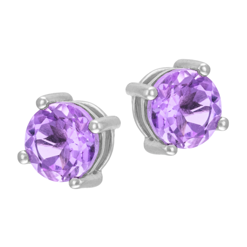 Boucles d'oreilles en platine et améthyste 5mm