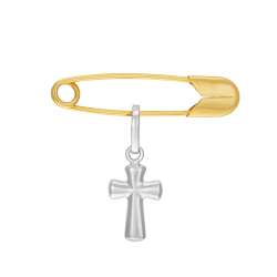 Broche en or jaune et argent rhodié, croix