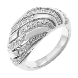 Bague en argent rhodié et oxydes de zirconium, vagues