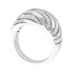 Bague en argent rhodié et oxydes de zirconium, vagues