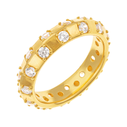 Bague en bronze plaqué or et oxydes de zirconium 