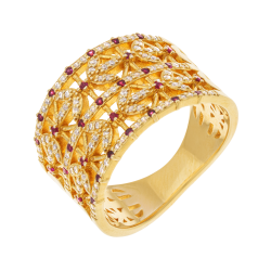 Bague en argent doré et oxydes de zirconium, ajourée