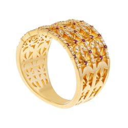 Bague en argent doré et oxydes de zirconium, ajourée