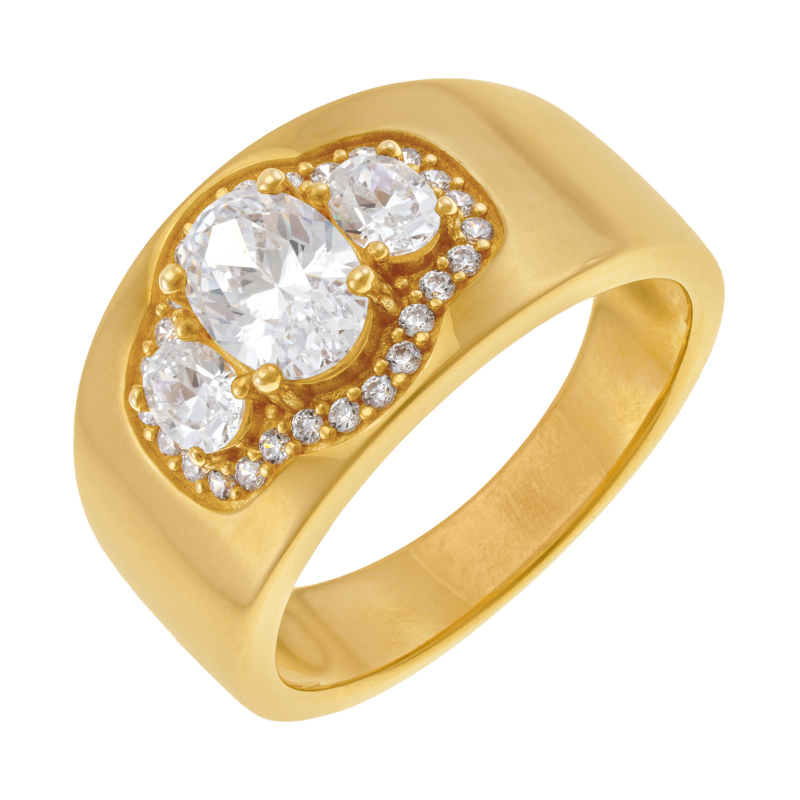 Bague en plaqué or, doré à l'or fin et oxydes de zirconium 