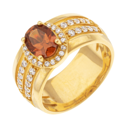 Bague en plaqué or, doré à l'or fin et oxydes de zirconium