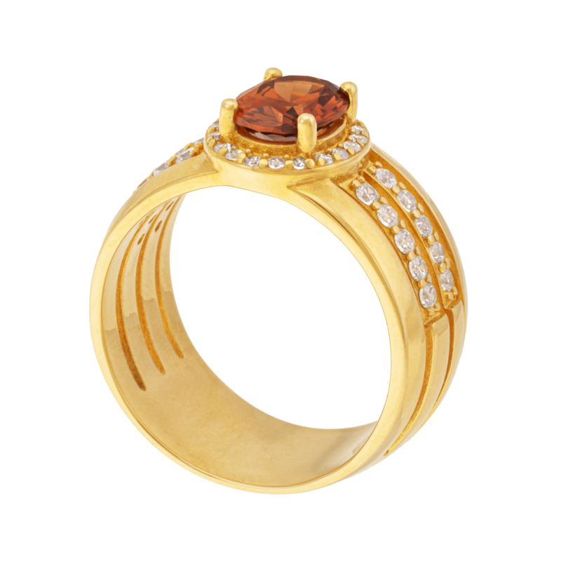 Bague en plaqué or, doré à l'or fin et oxydes de zirconium
