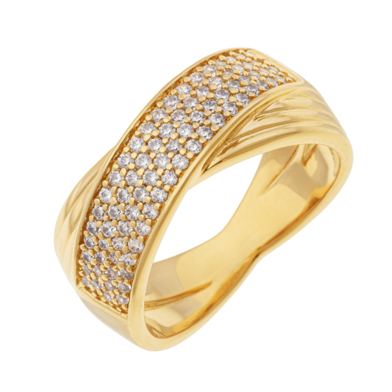 Bague en plaqué or, doré à l'or fin et oxydes de zirconium 