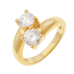 Bague en plaqué or, doré à l'or fin et oxydes de zirconium 
