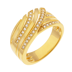 Bague en plaqué or, doré à l'or fin et oxydes de zirconium alternés