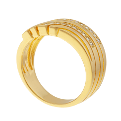 Bague en plaqué or, doré à l'or fin et oxydes de zirconium alternés