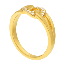 Bague en plaqué or, doré à l'or fin et oxydes de zirconium, effet maille