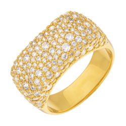 Bague en plaqué or, doré à l'or fin et oxydes de zirconium, pavage