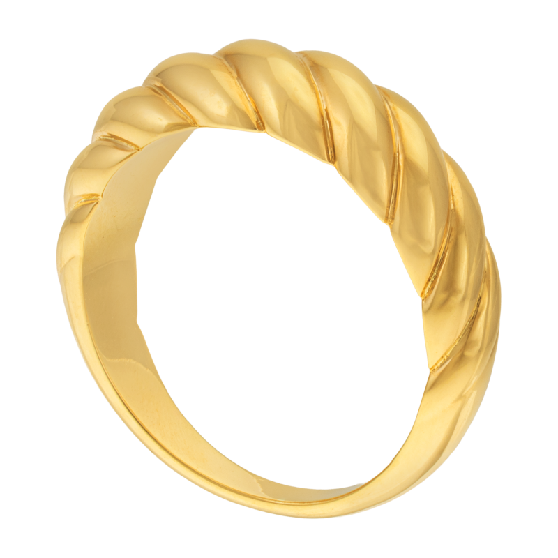 Bague en plaqué or, doré à l'or fin, torsadée