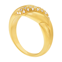 Bague en plaqué or, doré à l'or fin et oxydes de zirconium, torsadée