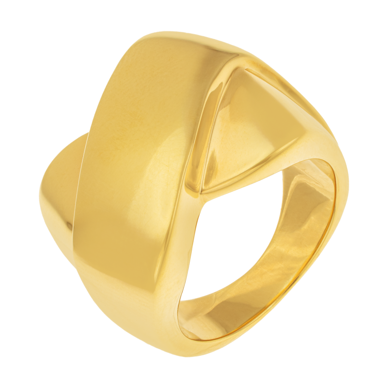Bague en plaqué or, doré à l'or fin, croisée