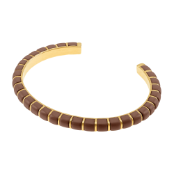 Bracelet jonc en plaqué or et résine marron