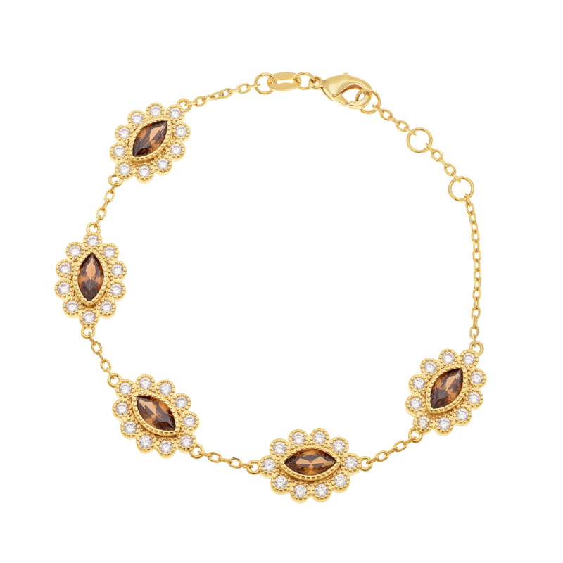 Bracelet en plaqué or et oxydes de zirconium