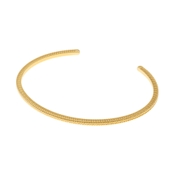 Bracelet jonc en plaqué or, strié