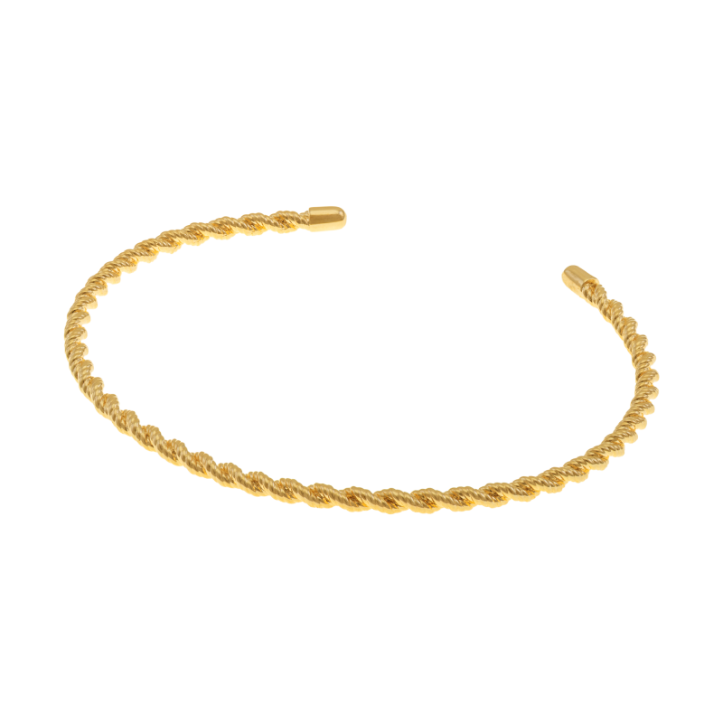 Bracelet jonc en plaqué or, torsadé