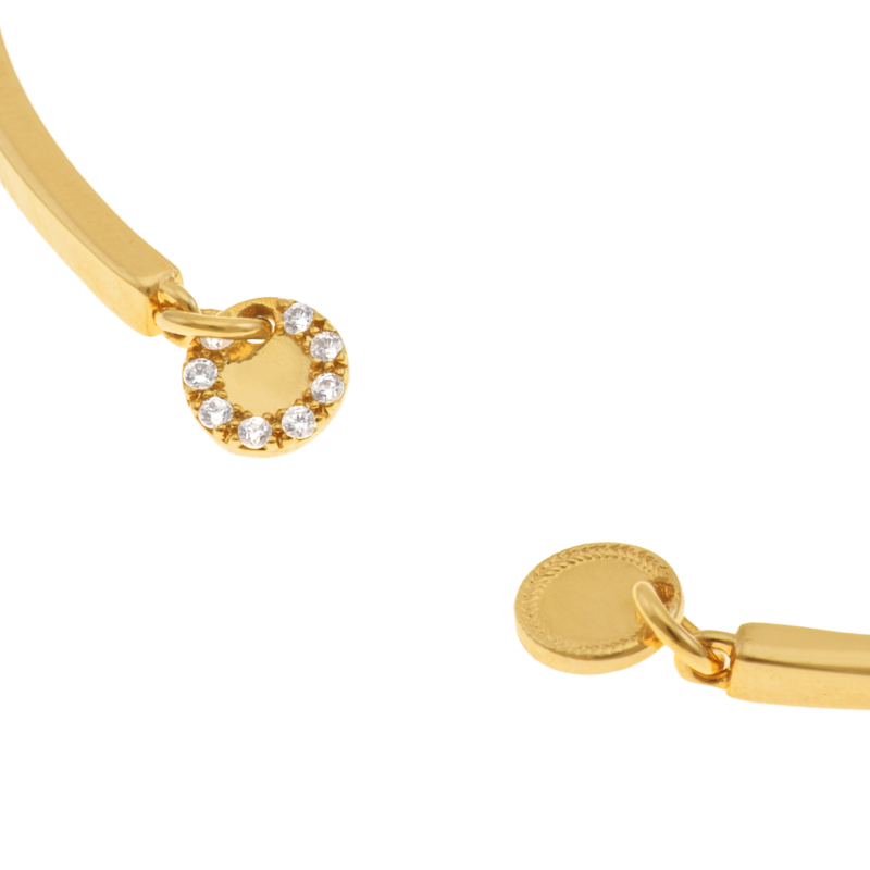 Bracelet jonc en plaqué or et oxydes de zirconium, pampilles