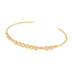Bracelet jonc en plaqué or et oxydes de zirconium serti clos
