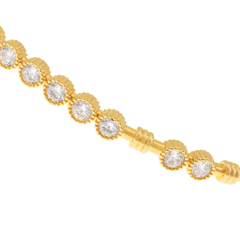 Bracelet jonc en plaqué or et oxydes de zirconium serti clos