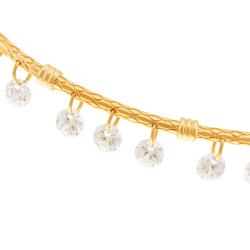 Bracelet jonc en plaqué or et oxydes de zirconium pampilles