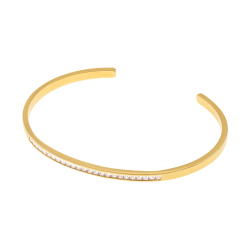 Bracelet jonc en plaqué or et oxydes de zirconium barrettes