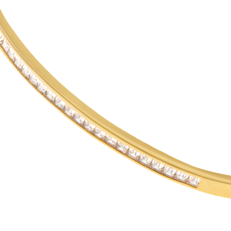 Bracelet jonc en plaqué or et oxydes de zirconium barrettes