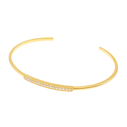 Bracelet jonc en plaqué or et oxydes de zirconium