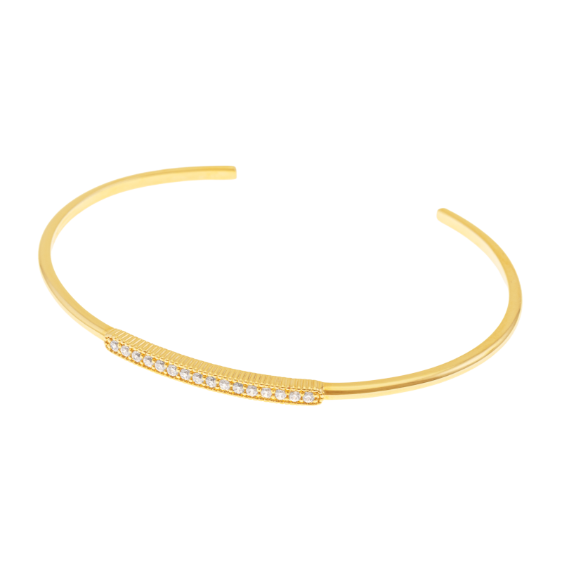 Bracelet jonc en plaqué or et oxydes de zirconium