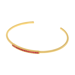 Bracelet jonc en plaqué or et oxydes de zirconium roses