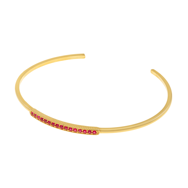 Bracelet jonc en plaqué or et oxydes de zirconium roses