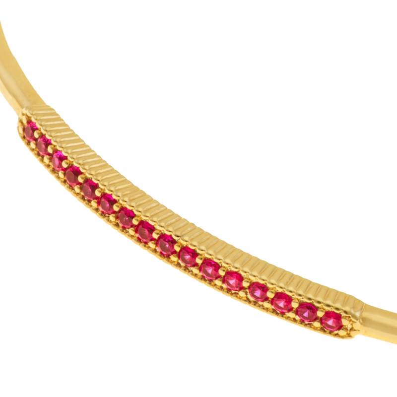 Bracelet jonc en plaqué or et oxydes de zirconium roses