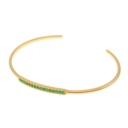 Bracelet jonc en plaqué or et oxydes de zirconium verts