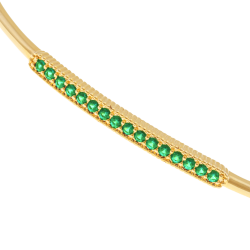 Bracelet jonc en plaqué or et oxydes de zirconium verts