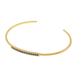 Bracelet jonc en plaqué or et oxydes de zirconium bleus