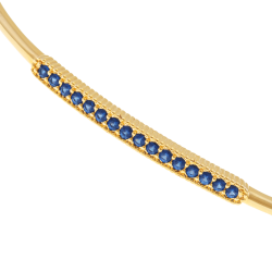 Bracelet jonc en plaqué or et oxydes de zirconium bleus