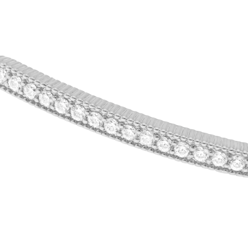 Bracelet jonc en argent rhodié et oxydes de zirconium