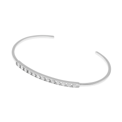 Bracelet jonc en argent rhodié et oxydes de zirconium serti clos