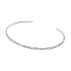 Bracelet jonc en argent rhodié, texturé