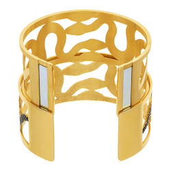 Bracelet jonc Méli Versa en acier doré et laque, 30 mm, serpent