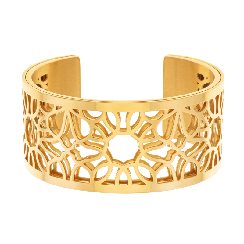 Bracelet jonc Méli Versa en acier doré, 30 mm