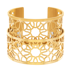 Bracelet jonc Méli Versa en acier doré, 30 mm